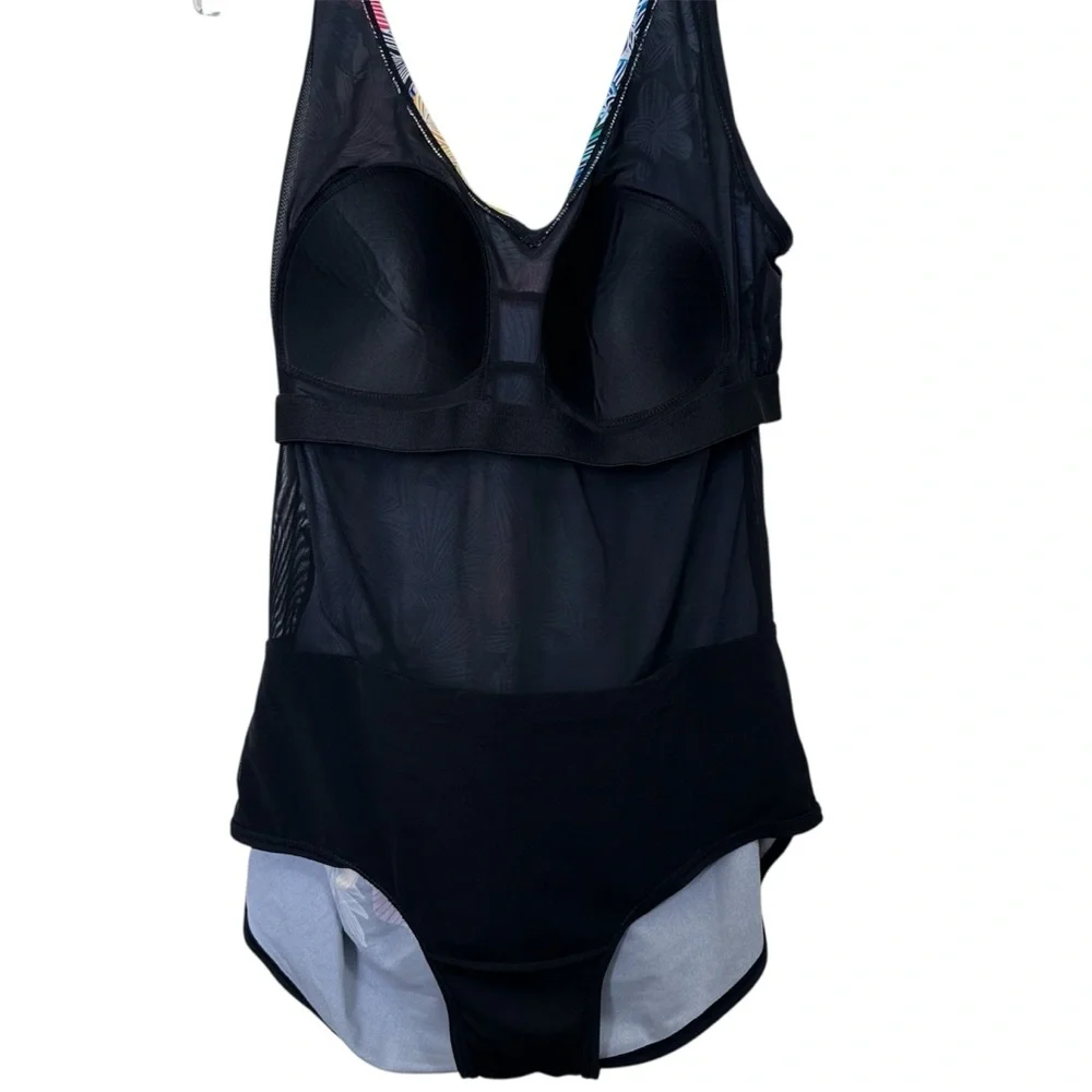 Swimsuits For All Sarong Front Vibrant Floral One Piece
